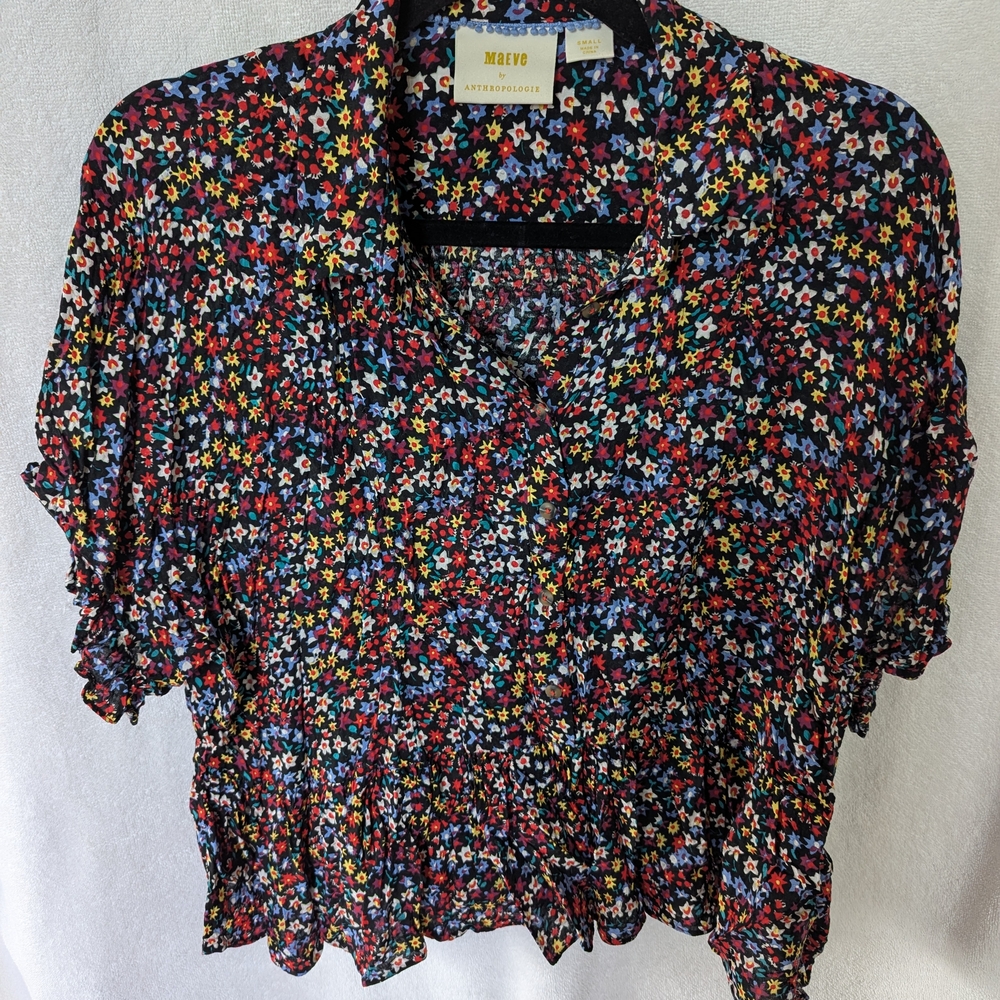 Maeve Floral Black Top